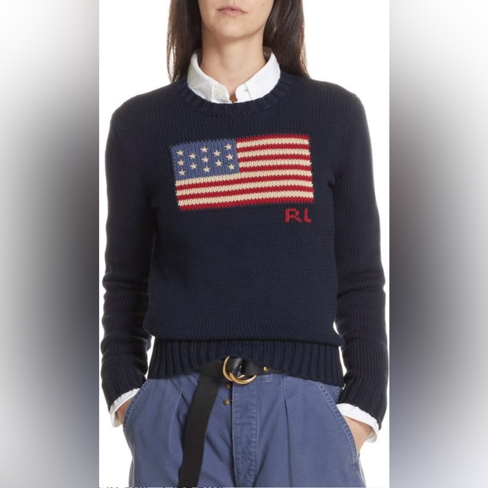 Ralph Lauren VIRAL American Flag Sweater Size S (Kids 14-16).